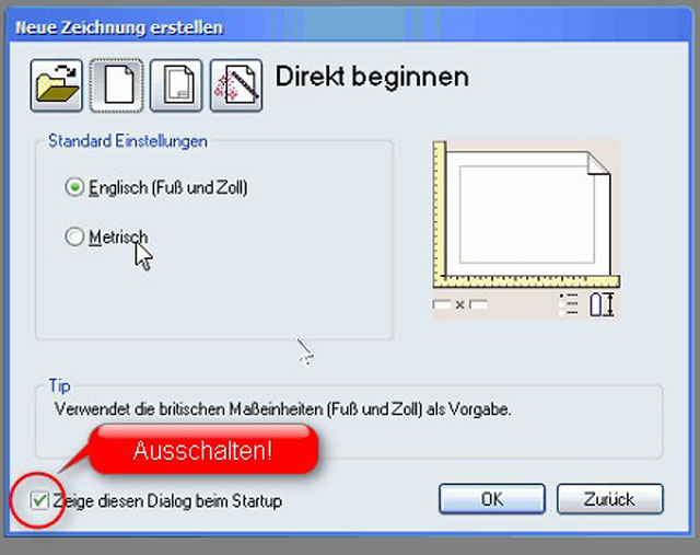 Start-Dialog-aus